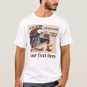 T-shirt Écrivain de squelette Tee hommes