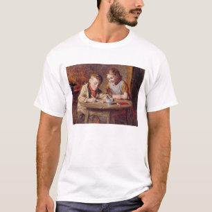 T-shirt Écrivant une lettre (huile sur le panneau)