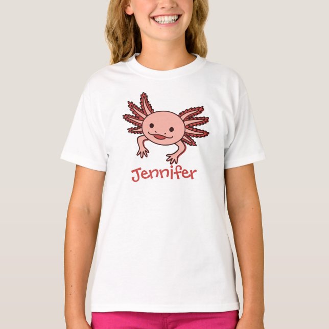 T-shirt écrivez votre nom sur cet Axolotl mignon (Devant)