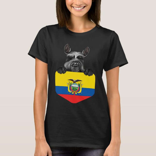T-shirt Ecuador Flag Giant Schnauzer Dog In Pocket (Devant)