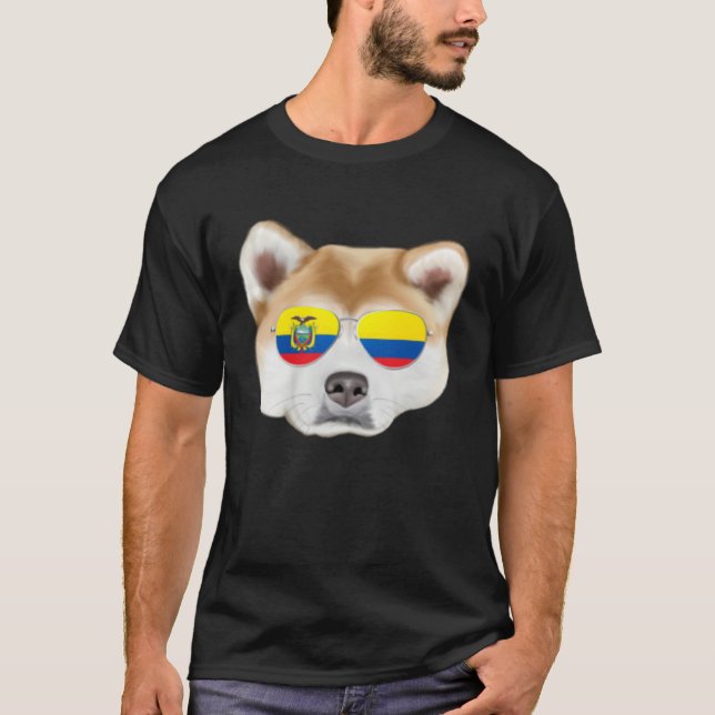 T-shirt Ecuadorian Flag Akita Dog Ecuador Pocket (Devant)