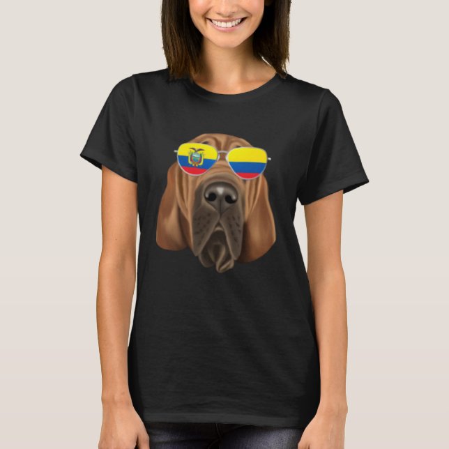 T-shirt Ecuadorian Flag Bloodhound Dog Ecuador Pocket (Devant)
