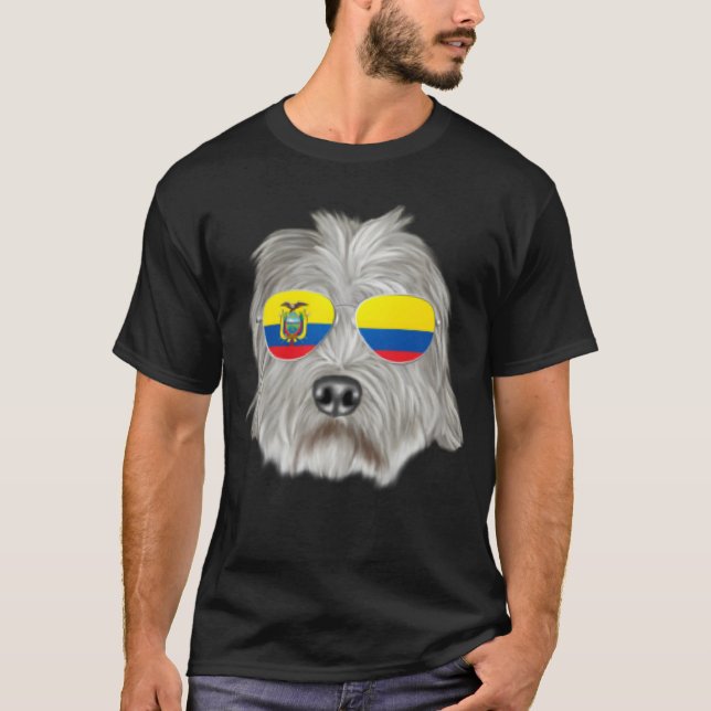 T-shirt Ecuadorian Flag Dandie Dinmont Terrier Dog Ecuador (Devant)