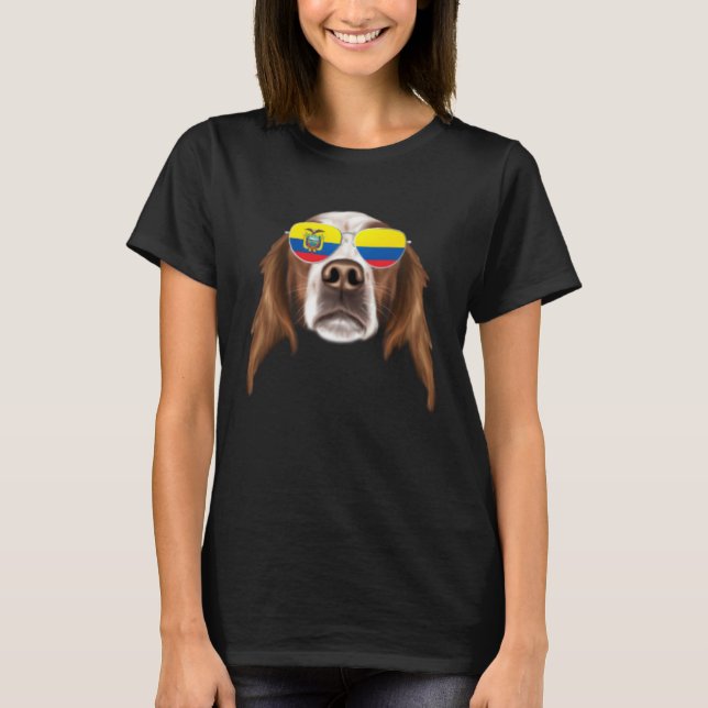 T-shirt Ecuadorian Flag Irish Red White Setter Dog Ecuador (Devant)