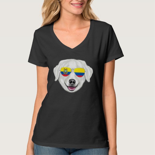T-shirt Ecuadorian Flag Kuvaszok Dog Ecuador Pocket (Devant)