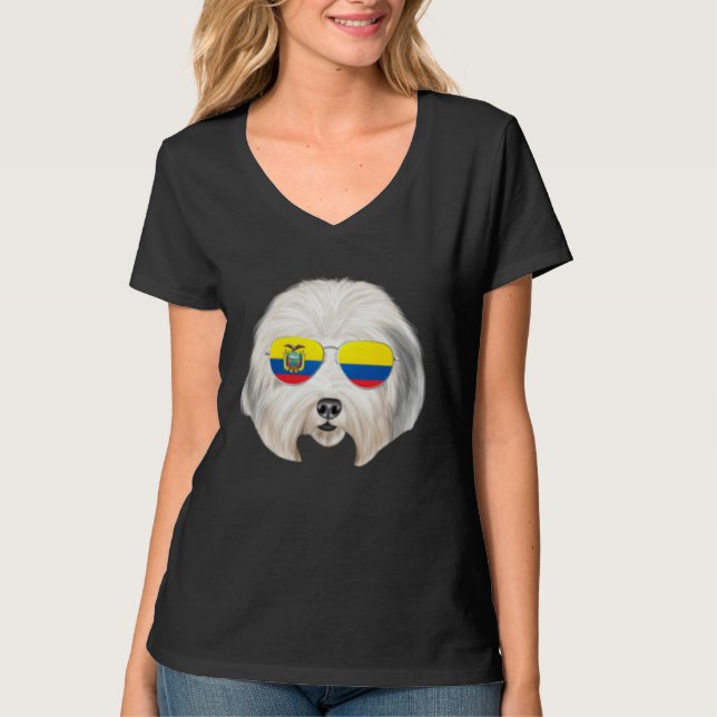 T-shirt Ecuadorian Flag Old English Sheepdog Dog Ecuador P (Devant)