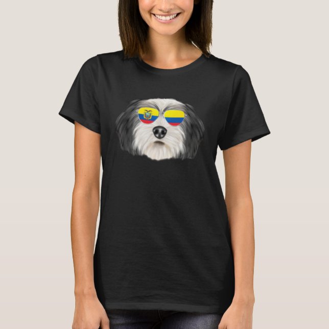 T-shirt Ecuadorian Flag Polish Lowland Sheepdog Dog Ecuado (Devant)