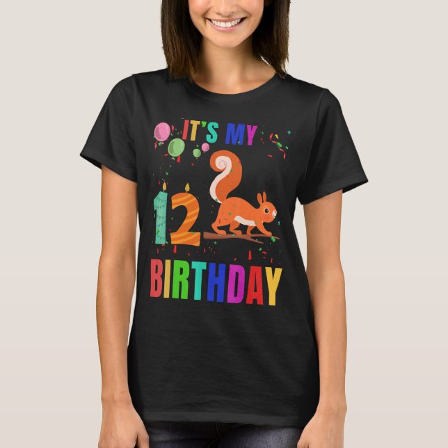 T-shirt Écureuil 12e Anniversaire Écureuillers Animal Grap (Devant)