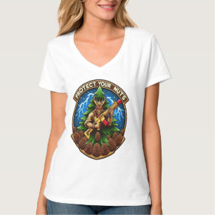 T-shirt Écureuil à caricature en fleur défendant les cônes