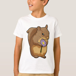 T-shirt Écureuil à fleurs violettes