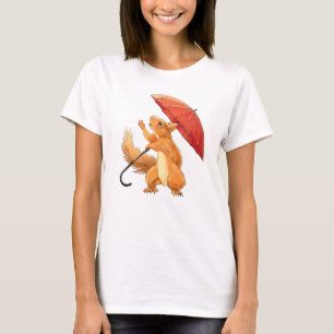 T-shirt Écureuil adorable avec parapluie