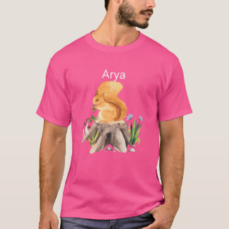T-shirt Écureuil animal de forêt avec le nom Arya garçon