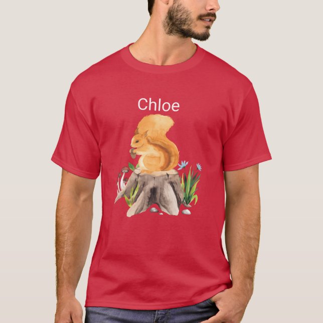 T-shirt Écureuil animal de forêt avec le nom Chloe drôle (Devant)