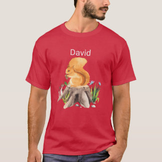 T-shirt Écureuil animal de forêt avec le nom de famille Da