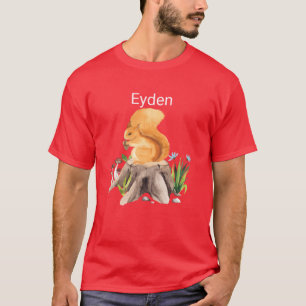T-shirt Écureuil animal de forêt avec le nom Eyden fille