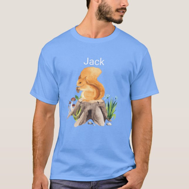 T-shirt Écureuil animal de forêt avec le nom Jack garçon (Devant)