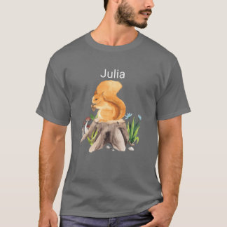 T-shirt Écureuil animal de forêt avec le nom Julia amis
