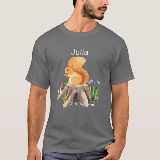 T-shirt Écureuil animal de forêt avec le nom Julia amis (Devant)