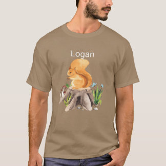 T-shirt écureuil animal de forêt avec le nom Logan amis