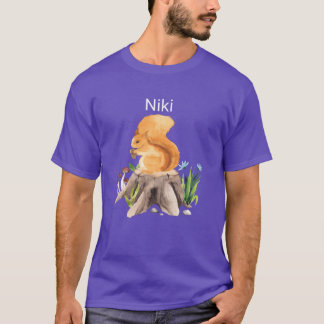 T-shirt Écureuil animal de forêt avec le nom Niki drôle