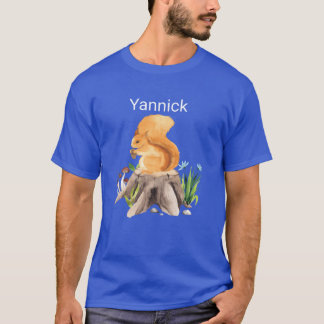 T-shirt Écureuil animal de forêt avec le nom Yannick cadea