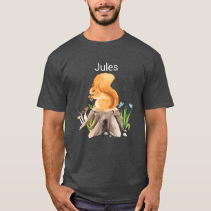 T-shirt Écureuil animal de forêt avec nom Jules vintage