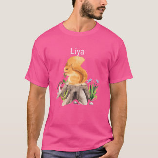 T-shirt Écureuil animal de forêt avec nom Liya ami