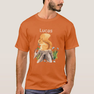 T-shirt Écureuil animal de la forêt avec le nom Lucas ami