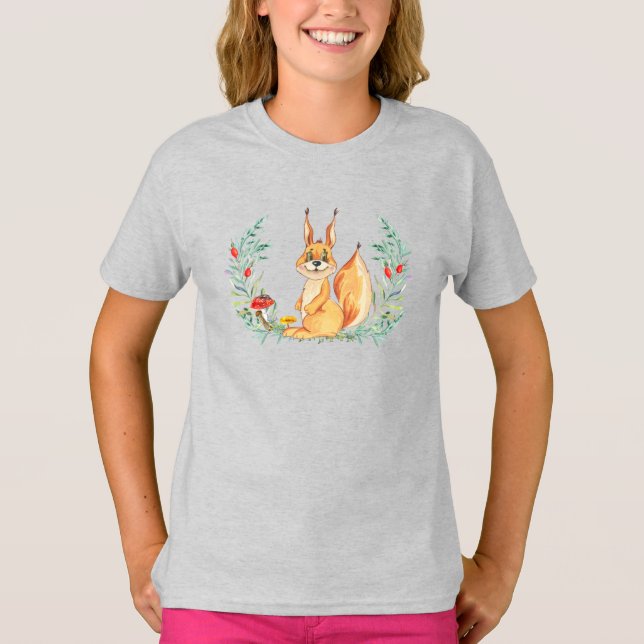 T-shirt Écureuil aquarelle (Devant)