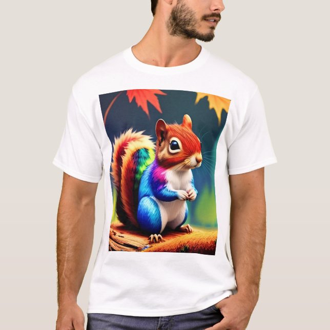 T-shirt Écureuil Assis Coloré Mignon-75463 (Devant)