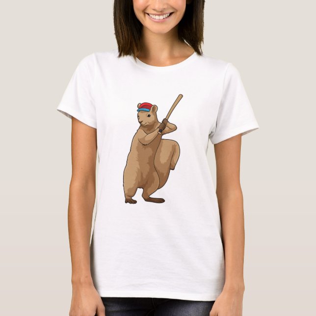 T-shirt Écureuil au baseball avec batte de baseball (Devant)