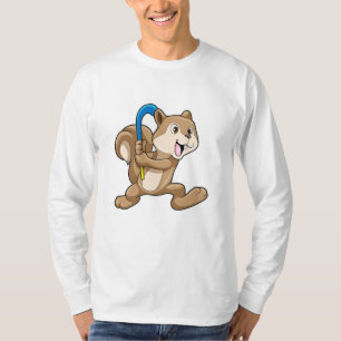 T-shirt Écureuil au hockey sur gazon avec bâton de hockey