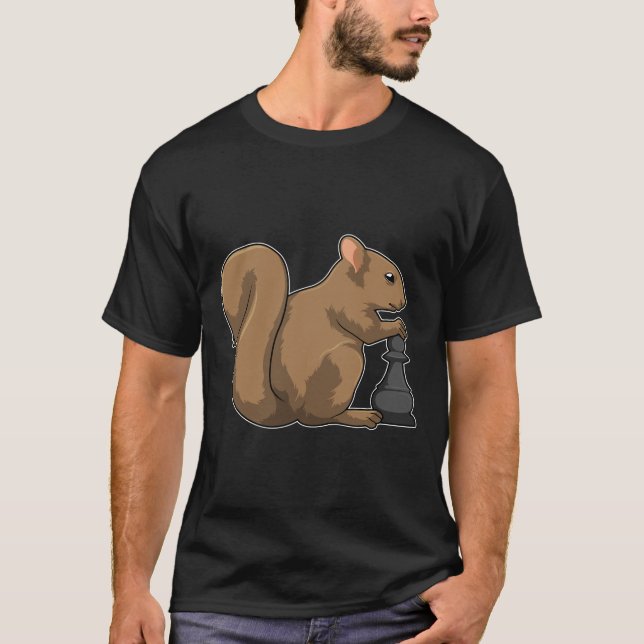 T-shirt Écureuil aux échecs avec pièce d'échecs Évêque (Devant)
