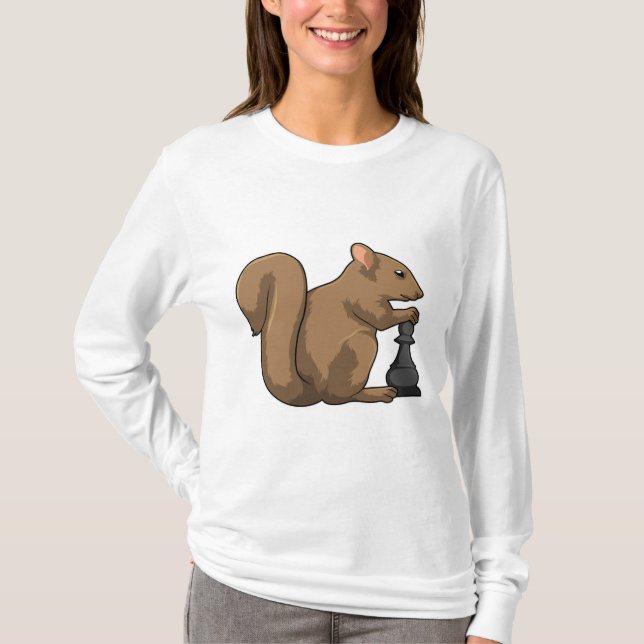 T-shirt Écureuil aux échecs avec pièce d'échecs Évêque (Devant)