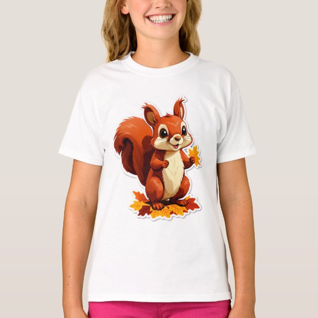 T-shirt Écureuil Bois Automnal (Devant)