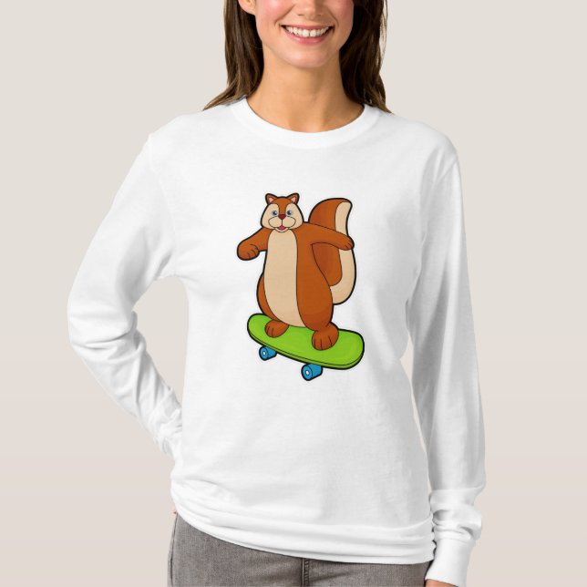 T-shirt Écureuil comme patineur avec skateboard (Devant)