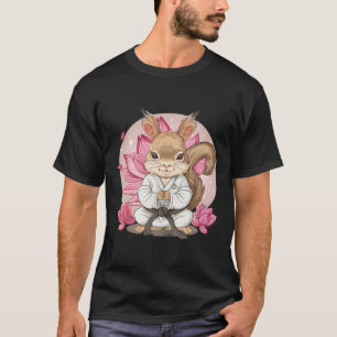T-shirt Écureuil de karaté mignon fleur de lotus Kung Fu M