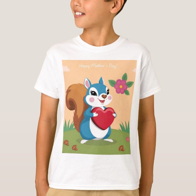 T-shirt Écureuil de la Fête des Mères avec coeur (Devant)