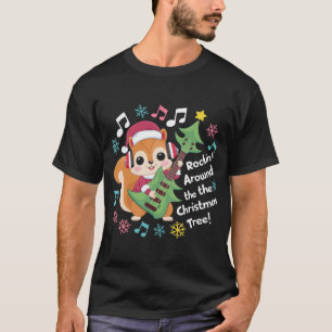 T-shirt Écureuil de musique à Santa Hat - Fêtes colorées D