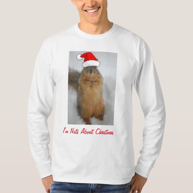 T-shirt Écureuil de Noël avec le chapeau de Noël (Devant)