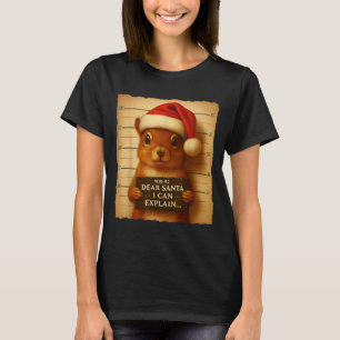 T-shirt Écureuil de Noël drôle - Chapeau de Père Noël d'éc