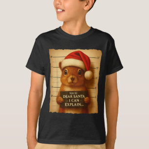 T-shirt Écureuil de Noël drôle - Chapeau de Père Noël d'éc