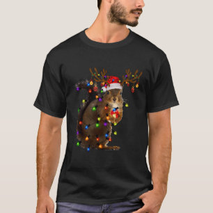 T-shirt Écureuil de Noël Drôle Lumières de Noël des rennes
