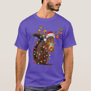 T-shirt Écureuil de Noël Drôle Lumières de Noël des rennes