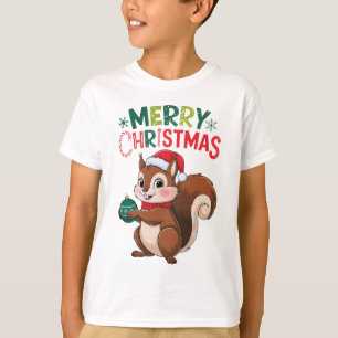 T-shirt Écureuil de Noël festif avec boule de noël