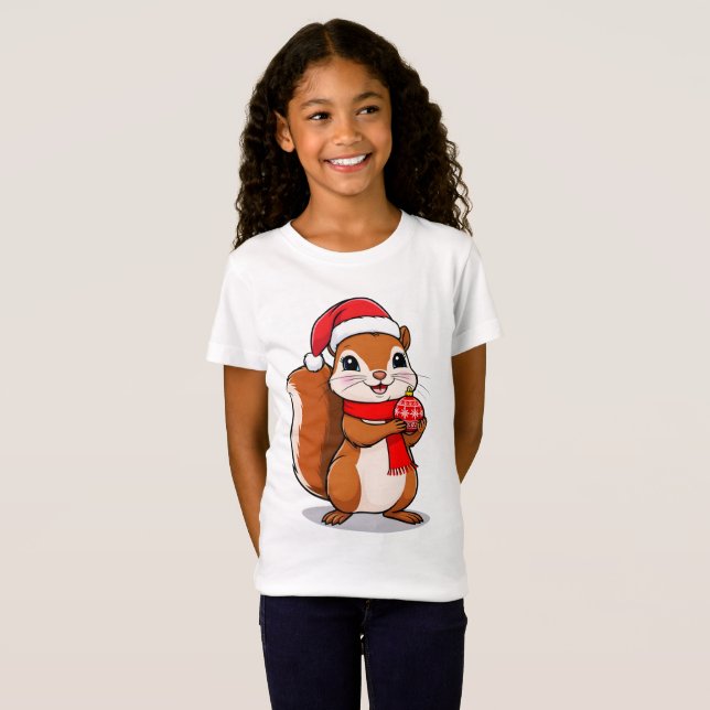 T-Shirt Écureuil de Noël Mignon (Devant entier)