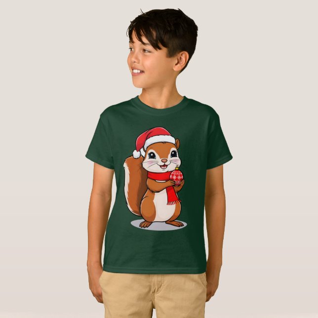 T-shirt Écureuil de Noël Mignon (Devant entier)