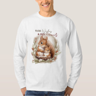 T-shirt écureuil de noël voeux chaleureux moments cosy