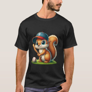 T-shirt Écureuil drôle jouant au receveur de baseball garç
