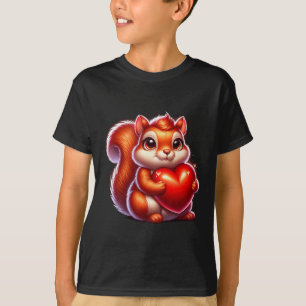 T-shirt Écureuil drôle mignon qui étreint cœur Saint-Valen